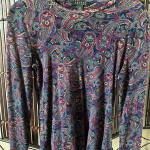 Vintage Ralph Lauren Multicolor Paisley Long Sleeve Top - Medium